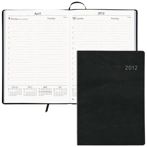 black bonded leather daily desk planner