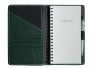 inside green leather pocket planner