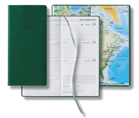 barn red pocket planner with a recyclable paper-based cover