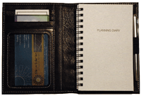inside view of British tan leather mini pocket weekly planner calendar